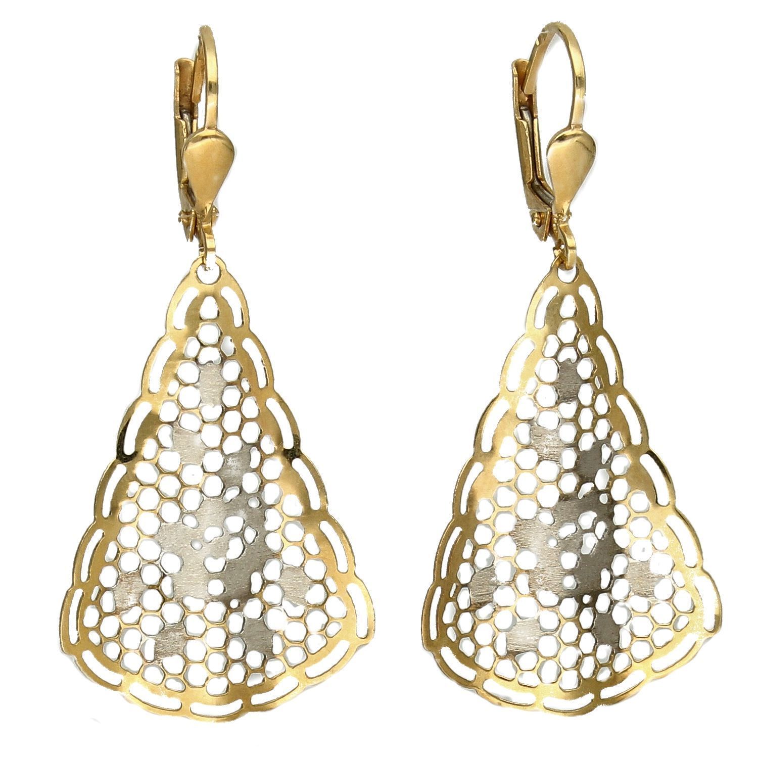 Złote kolczyki 585 wiszące 'Ażurowe blaszki' KL 1910.jpg